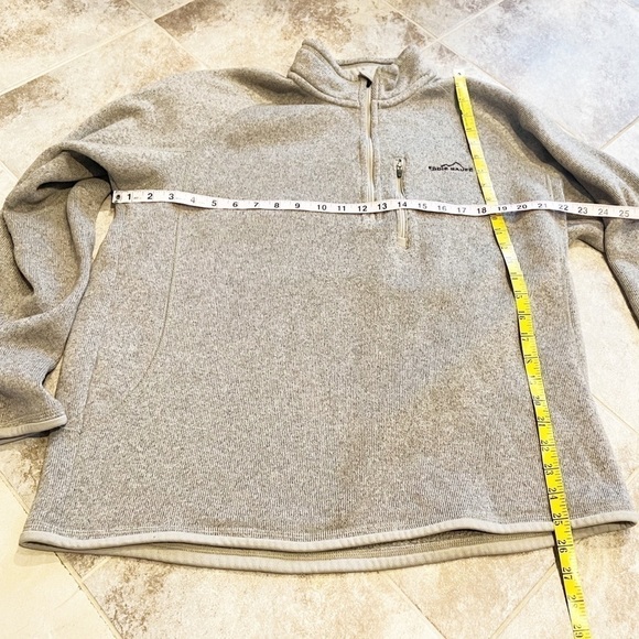 Eddie Bauer beige 1/4 zip fleece lined long sleeve pullover sweatshirt XL - Picture 3 of 9